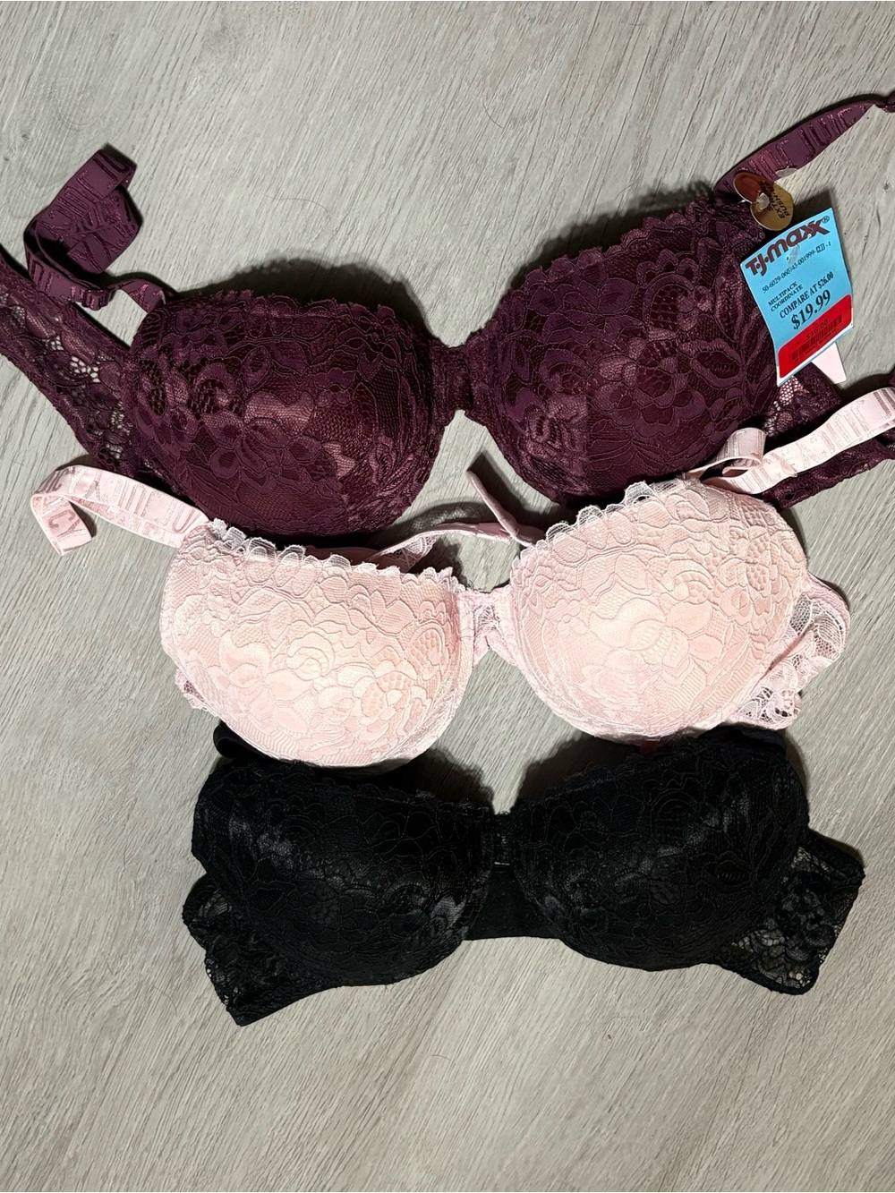 Juicy Couture Lace Push-Up Bra - Plum, Blush & Black